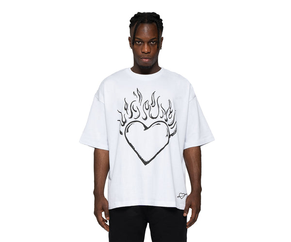 FLAME HEART, WHITE TEE